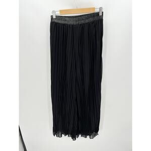 Uniq Womens Black Wide Leg Palooza Pants Size M Pleated Pull On Boho Minimal